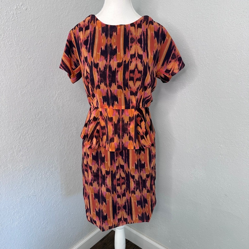 W118 by Walter Baker | Orange Peggy Printed Chiffon Peplum‎ Dress
